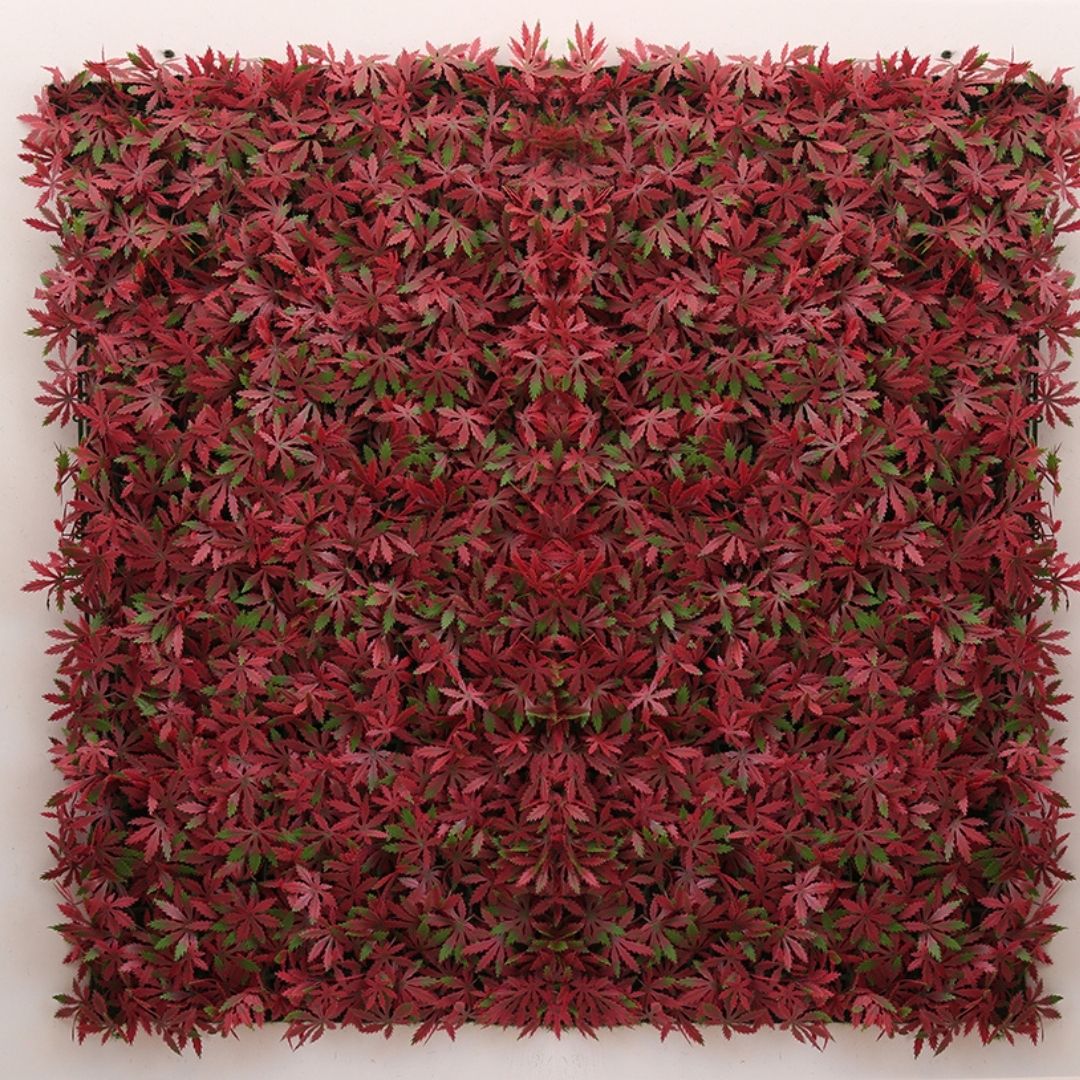 Kırmızı Akçaağaç Dikey Bahçe | Yapay Dikey Bahçe | Kırmızı Akçaağaç Duvar Paneli | Dekoratif Bitki Panel