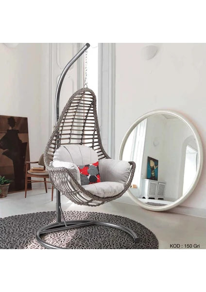 Milas Tekli Rattan Bahçe Salıncağı | Balkon Salıncağı tek kişilik