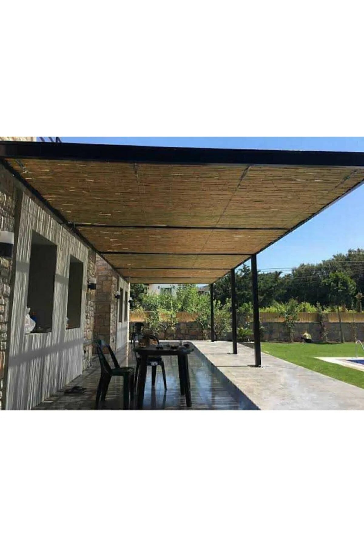 Kamış Çit Bambu Çit Hasır Çit 1x5 Metre Yükseklik 1 Metre En 5 Metre Doğal Kamış Gölgelik 1x5 Metre