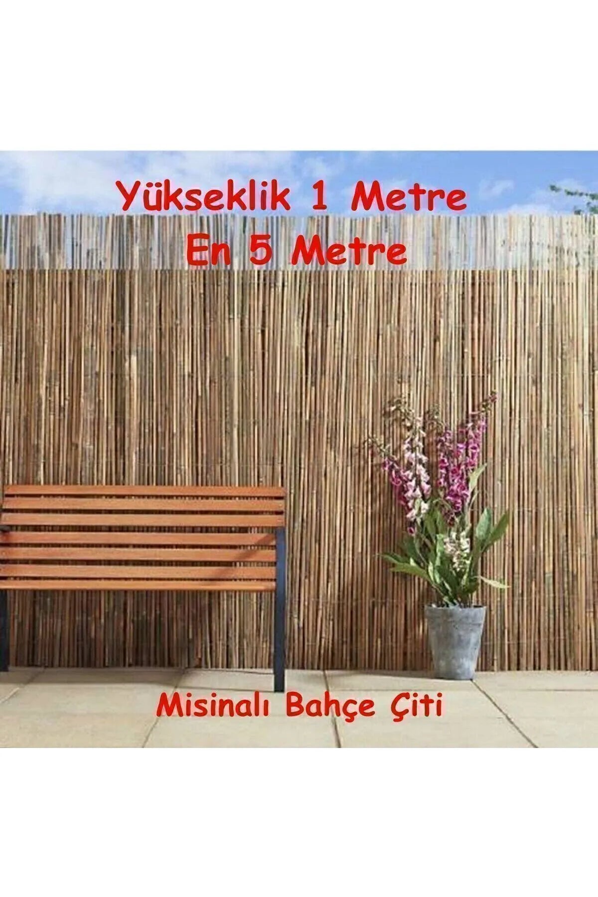 Kamış Çit Bambu Çit Hasır Çit 1x5 Metre Yükseklik 1 Metre En 5 Metre Doğal Kamış Gölgelik 1x5 Metre