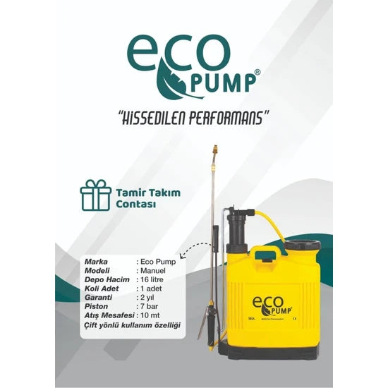 Eco Pump Manuel 16 Lt Sırt Ilaçlama Pompası 1.sınıf