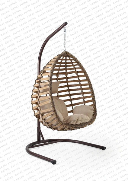 Capri Swing Gümbet Tekli Rattan Bahçe Salıncağı | Balkon Salıncağı