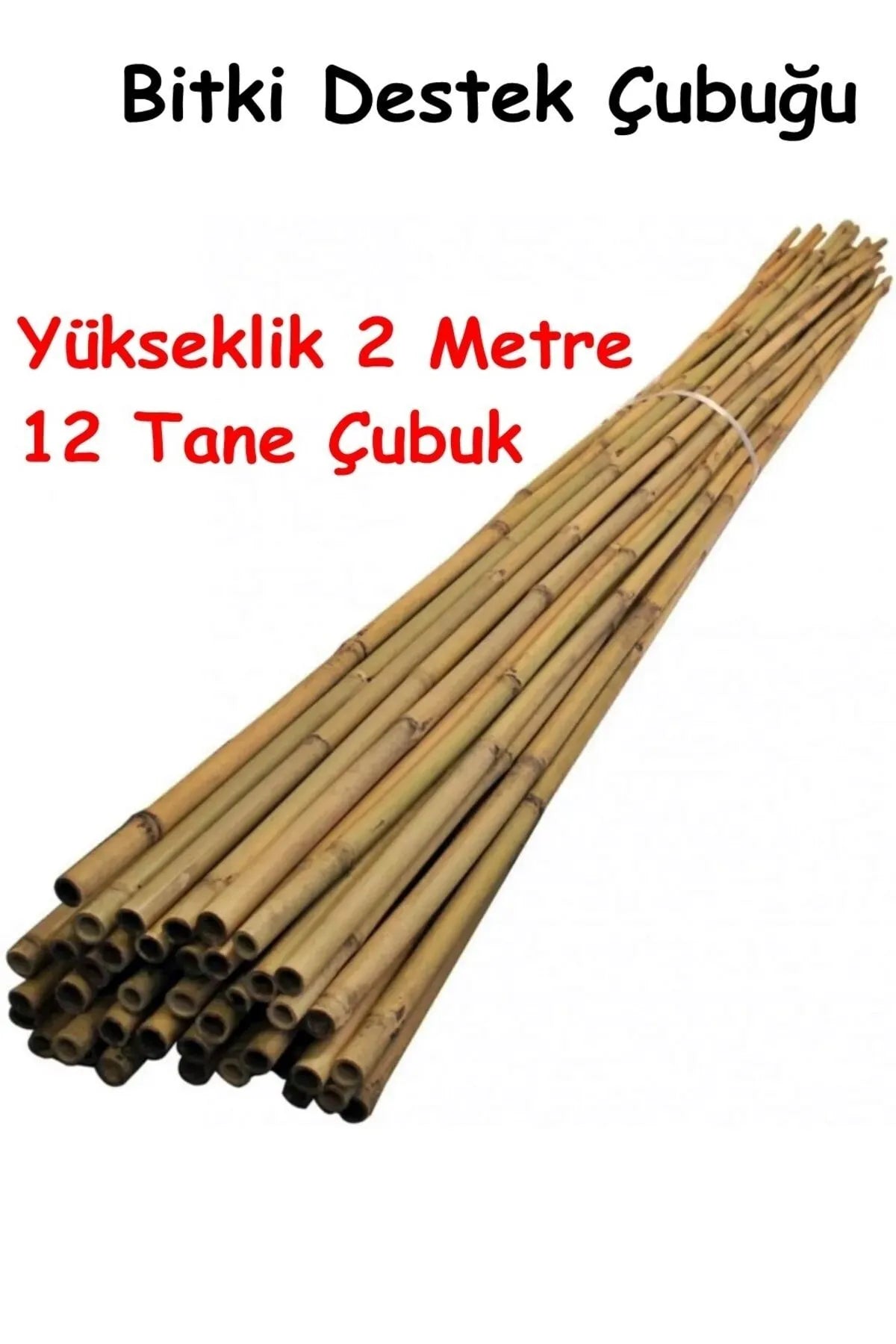 12 Tane 2 Metre Bitki Destek Çubuğu Bambu Kamış Çubuk Çiçek Destek Sırığı Çubuk Sırık