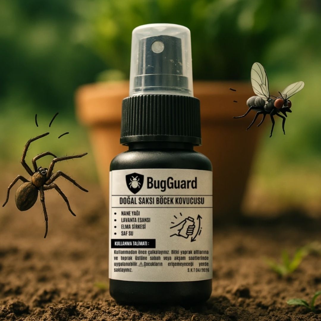 BugGuard Doğal Saksı Böcek Kovucu (50 ml) | Bitki Sinek ve Böcek Önleyici Sprey | Ev Bitkileri İçin Doğal Böcek İlacı