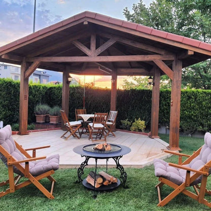 Odunluklu Ateş Çukuru | Bahçe Şöminesi, Bahçe Masası ve Izgara Opsiyonlu Çok Amaçlı Tasarım