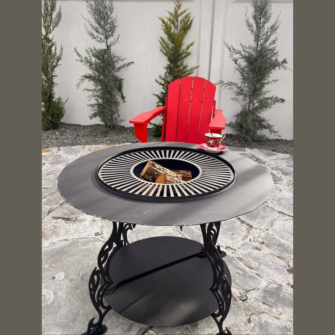 Odunluklu Ateş Çukuru | Bahçe Şöminesi, Bahçe Masası ve Izgara Opsiyonlu Çok Amaçlı Tasarım
