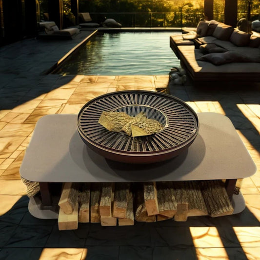 FUJI QUADRA Odunluklu Ateş Çukuru | Kare Bahçe Şöminesi, Bahçe Masası, Barbekü Ve Izgara Opsiyonlu