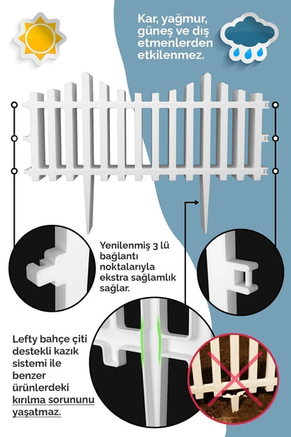 Dekoratif Bahçe Çiti Plastik Kırılmaz Kar Beyaz Çit 59 X 39 Cm Tek Peyzaj Çiçek Koruma Çiti